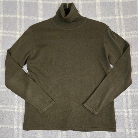 Lauren by Ralph Lauren Merino Silk Dark Green Turtleneck Sweater Womens Petite - Picture 1 of 6